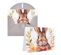 GFLFMXZW Biglietti di auguri con stampa di coniglietto con rosetta, biglietti di auguri vuoti con buste, biglietti di ringraziamento per tutte le occasioni, 10,2 x 15,2 cm