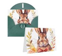 GFLFMXZW Biglietti di auguri con stampa di coniglietto con rosetta, biglietti di auguri vuoti con buste, biglietti di ringraziamento per tutte le occasioni, 10,2 x 15,2 cm