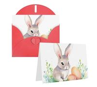 GFLFMXZW Biglietti di auguri con stampa di coniglietto pasquale ad acquerello, biglietti vuoti con buste, set di biglietti di ringraziamento per tutte le occasioni, 10,2 x 15,2 cm