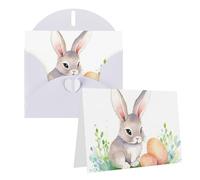GFLFMXZW Biglietti di auguri con stampa di coniglietto pasquale ad acquerello, biglietti vuoti con buste, set di biglietti di ringraziamento per tutte le occasioni, 10,2 x 15,2 cm