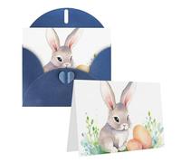 GFLFMXZW Biglietti di auguri con stampa di coniglietto pasquale ad acquerello, biglietti vuoti con buste, set di biglietti di ringraziamento per tutte le occasioni, 10,2 x 15,2 cm