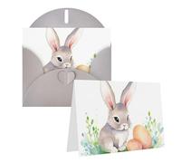 GFLFMXZW Biglietti di auguri con stampa di coniglietto pasquale ad acquerello, biglietti vuoti con buste, set di biglietti di ringraziamento per tutte le occasioni, 10,2 x 15,2 cm