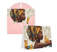 GFLFMXZW Biglietti di auguri con stampa di donne africane, biglietti vuoti con buste, biglietti di ringraziamento, biglietti di auguri per tutte le occasioni, 10,2 x 15,2 cm