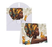 GFLFMXZW Biglietti di auguri con stampa di donne africane, biglietti vuoti con buste, biglietti di ringraziamento, biglietti di auguri per tutte le occasioni, 10,2 x 15,2 cm