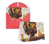 GFLFMXZW Biglietti di auguri con stampa di donne africane, biglietti vuoti con buste, biglietti di ringraziamento, biglietti di auguri per tutte le occasioni, 10,2 x 15,2 cm
