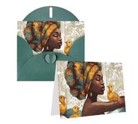 GFLFMXZW Biglietti di auguri con stampa di donne africane, biglietti vuoti con buste, biglietti di ringraziamento, biglietti di auguri per tutte le occasioni, 10,2 x 15,2 cm