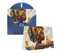 GFLFMXZW Biglietti di auguri con stampa di donne africane, biglietti vuoti con buste, biglietti di ringraziamento, biglietti di auguri per tutte le occasioni, 10,2 x 15,2 cm