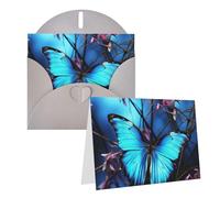 GFLFMXZW Biglietti di auguri con stampa di farfalle blu, biglietti vuoti con buste, biglietti di ringraziamento per tutte le occasioni, 10,2 x 15,2 cm