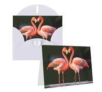 GFLFMXZW Biglietti di auguri con stampa di fenicotteri con bacio nel lago, biglietti di auguri vuoti con buste, set di biglietti di ringraziamento, biglietti di auguri per tutte le occasioni, 10,2 x