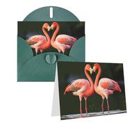 GFLFMXZW Biglietti di auguri con stampa di fenicotteri con bacio nel lago, biglietti di auguri vuoti con buste, set di biglietti di ringraziamento, biglietti di auguri per tutte le occasioni, 10,2 x