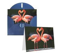 GFLFMXZW Biglietti di auguri con stampa di fenicotteri con bacio nel lago, biglietti di auguri vuoti con buste, set di biglietti di ringraziamento, biglietti di auguri per tutte le occasioni, 10,2 x