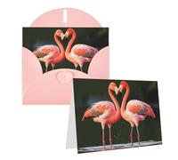 GFLFMXZW Biglietti di auguri con stampa di fenicotteri con bacio nel lago, biglietti di auguri vuoti con buste, set di biglietti di ringraziamento, biglietti di auguri per tutte le occasioni, 10,2 x