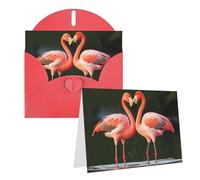 GFLFMXZW Biglietti di auguri con stampa di fenicotteri con bacio nel lago, biglietti di auguri vuoti con buste, set di biglietti di ringraziamento, biglietti di auguri per tutte le occasioni, 10,2 x