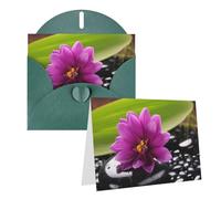 GFLFMXZW Biglietti di auguri con stampa di fiori viola con pietra nera, biglietti di auguri vuoti con buste, biglietti di ringraziamento per tutte le occasioni, 10,2 x 15,2 cm