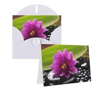 GFLFMXZW Biglietti di auguri con stampa di fiori viola con pietra nera, biglietti di auguri vuoti con buste, biglietti di ringraziamento per tutte le occasioni, 10,2 x 15,2 cm