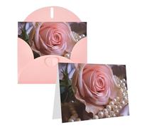 GFLFMXZW Biglietti di auguri con stampa di rose e perle, con buste, biglietti di ringraziamento per tutte le occasioni, 10,2 x 15,2 cm