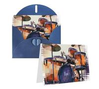 GFLFMXZW Biglietti di auguri con stampa jazz drum biglietti di auguri vuoti con buste set biglietti di ringraziamento biglietti di auguri per tutte le occasioni 10,2 x 15,2 cm