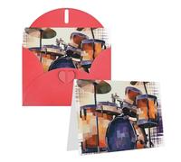 GFLFMXZW Biglietti di auguri con stampa jazz drum biglietti di auguri vuoti con buste set biglietti di ringraziamento biglietti di auguri per tutte le occasioni 10,2 x 15,2 cm