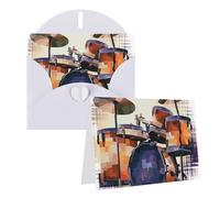 GFLFMXZW Biglietti di auguri con stampa jazz drum biglietti di auguri vuoti con buste set biglietti di ringraziamento biglietti di auguri per tutte le occasioni 10,2 x 15,2 cm