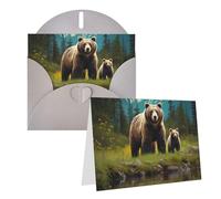 GFLFMXZW Biglietti di auguri con stampa mamma fiume orso biglietti di auguri vuoti con buste set biglietti di ringraziamento biglietti di auguri per tutte le occasioni 10,2 x 15,2 cm