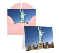 GFLFMXZW Biglietti di auguri con stampa statua della libertà, biglietti di auguri vuoti con buste, biglietti di ringraziamento per tutte le occasioni, 10,2 x 15,2 cm