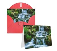 GFLFMXZW Biglietti di auguri vuoti con stampa con cascata che scorre verso il basso, con buste, set di biglietti di ringraziamento per tutte le occasioni, 10,2 x 15,2 cm