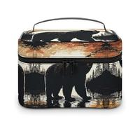 GFLFMXZW Borsa per trucchi da viaggio borsa cosmetica da donna con sagoma di orso borsa per il trucco grande custodia organizer per il trucco borsa per ricezione, silhouette di orso, 25 x 18 x 15 cm