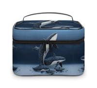 GFLFMXZW Borsa per trucchi da viaggio borsa cosmetica per le donne Borsa per il trucco della famiglia di balene per borsa grande organizer per il trucco Borsa per la ricezione, famiglia di balene, 25