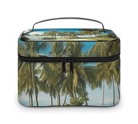 GFLFMXZW Borsa per trucchi da viaggio per donne alberi di cocco tropicali borsa per trucco da spiaggia borsa grande organizer per trucco borsa per ricezione, borsa per cosmetici tropicale con alberi