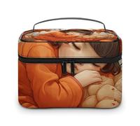 GFLFMXZW Borsa per trucchi da viaggio per donne che dorme arancione borsa per il trucco per borsa grande organizer per il trucco borsa per ricezione, dorme arancione, 25 x 18 x 15 cm, borsa cosmetica