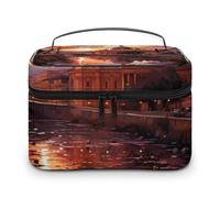 GFLFMXZW Borsa per trucchi da viaggio per donne Roma Tramonto Borsa per il trucco per borsa grande organizer per trucco Borsa per ricevimento Borsa per trucchi Roma Tramonto, 25 x 18 x 15 cm, Borsa