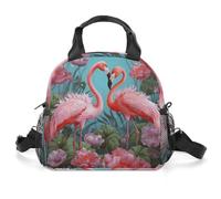 GFLFMXZW Borsa termica per il pranzo da donna, motivo fenicottero, fiori d'amore, borse per il pranzo da uomo, riutilizzabili