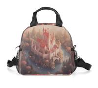 GFLFMXZW Borsa termica per il pranzo per le donne con immagini del castello di pesche borse per il pranzo per gli uomini scatole per il pranzo riutilizzabili