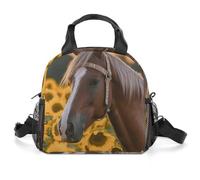 GFLFMXZW Borsa termica per il pranzo per le donne giallo girasole cavallo borse per il pranzo per gli uomini Lunchbox riutilizzabili Lunch Boxes