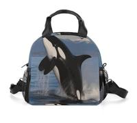 GFLFMXZW Borsa termica per il pranzo per le donne Killer Whale Borse per il pranzo per gli uomini Lunch box riutilizzabili
