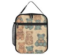GFLFMXZW Borse per il pranzo isolate per le donne riutilizzabili scatole per il pranzo blu modello orso impermeabile Tote Bag Lunch Cooler Bag per il lavoro