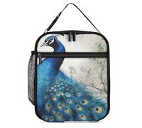 GFLFMXZW Borse per il pranzo isolate per le donne riutilizzabili scatole per il pranzo blu pavone impermeabile Tote Bag Lunch Cooler Bag per il lavoro
