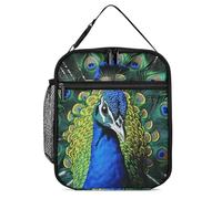 GFLFMXZW Borse per il pranzo isolate per le donne riutilizzabili scatole per il pranzo blu pavone impermeabile Tote Bag Lunch Cooler Bag per il lavoro