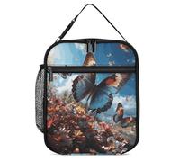 GFLFMXZW Borse per il pranzo isolate per le donne riutilizzabili scatole per il pranzo colorate farfalle che volano nella borsa tote impermeabile borsa frigo per il lavoro
