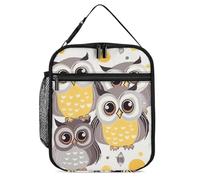 GFLFMXZW Borse per il pranzo isolate per le donne riutilizzabili scatole per il pranzo con animali dei cartoni animati gufi carino impermeabile Tote Bag Lunch Cooler Bag per lavoro