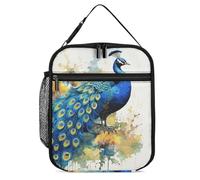 GFLFMXZW Borse per il pranzo isolate per le donne riutilizzabili scatole per il pranzo con pavone pittura ad acquerello impermeabile Tote Bag Lunch Cooler Bag per il lavoro