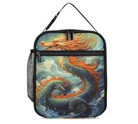 GFLFMXZW Borse per il pranzo isolate per le donne scatole per il pranzo riutilizzabili drago cinese pittura a olio impermeabile Tote Bag Lunch Cooler Bag per il lavoro