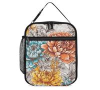 GFLFMXZW Borse per il pranzo isolate per le donne scatole per il pranzo riutilizzabili I colori dei fiori sono diversi borsa impermeabile Tote Bag Lunch Cooler Bag per il lavoro