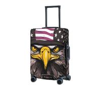 GFLFMXZW Copertura elastica per bagagli da viaggio, con bandiera americana, aquila, copertura protettiva per bagagli, antigraffio, copertura decorativa per adulti (45,7-81,3 cm), Nero , L