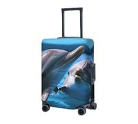 GFLFMXZW Copertura elastica per bagagli da viaggio, con due delfini in acqua, copertura protettiva per bagagli, antigraffio, decorativa, per adulti (45,7-81,3 cm), Nero , XL