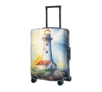 GFLFMXZW Copertura elastica per bagagli da viaggio, motivo faro fantasia, leggera, copertura protettiva per bagagli da viaggio, antigraffio, copertura decorativa per adulti (45,7-81,3 cm), Nero , M