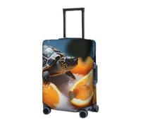 GFLFMXZW Copertura elastica per bagagli da viaggio, motivo tartarughe che emergono dalle arancioni, copertura protettiva per bagagli, antigraffio, copertura decorativa per adulti (45,7-81,3 cm), Nero