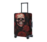 GFLFMXZW Copertura elastica per valigie da viaggio, con teschio rosa, copertura protettiva per bagagli, antigraffio, decorativa per adulti (45,7-81,3 cm), Nero , S