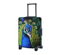 GFLFMXZW Copertura elastica per valigie da viaggio, motivo pavone blu, copertura protettiva per bagagli da viaggio, antigraffio, copertura decorativa per adulti (45,7-81,3 cm), Nero , S
