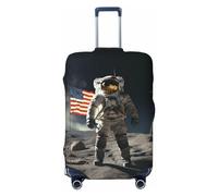GFLFMXZW Copertura per bagagli con astronauta che atterrano sulla luna, alla moda, lavabile, elasticizzata, antigraffio, per bagagli da viaggio da 45,7 a 78,7 cm, Nero , M